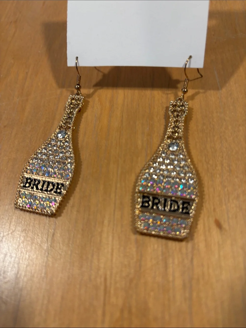 Source Unknown Gold-Tone 'Bride' Champagne Bottle Crystal Drop Earrings